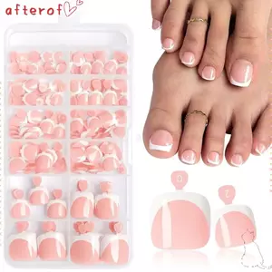 AFTEROF 120 Cái Đầu Móng Tay Bộ, Móng Chân Ngắn Vuông Sang Trọng Pháp, Sang Trọng Bóng Full Cover Bấm Vào Móng Tay Giả Móng Tay Nghệ Thuật