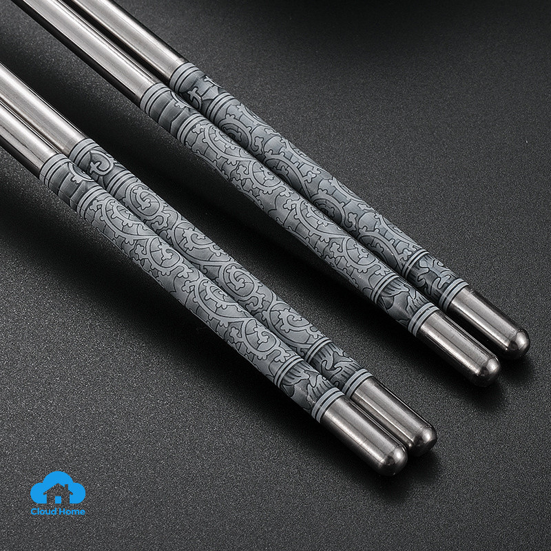 🌤️COD🌤️Đôi Đũa Inox Chống Trượt Phong Cách Trung Hoa 1 đôi đũa sứ trắng xanh inox