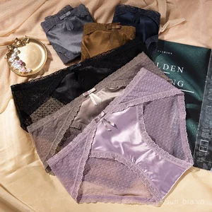 5-Pack Ladies' Satin Lace Mid-Rise Underwear, Soft & Elegant Mesh Briefs, Perfect for Daily Wear or Gifting
