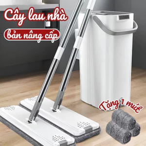 Cây Lau Nhà Tự Vắt 360 Độ Kèm Xô Tiện Lợi Dino, Cây Lau Sàn Thông Minh Cán Thép Không Gỉ