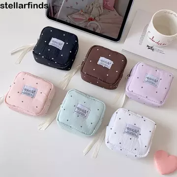 QWDLID Dots Star Túi đựng chìa khóa tai nghe Hộp đựng mỹ phẩm Son môi Ví đựng tiền xu nhỏ, Hộp đựng thẻ đa năng Túi Mini du lịch phong cách Hàn Quốc Unisex