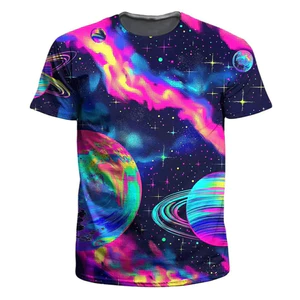 2026 Mới 3D Nhiều Màu Sắc In Hình Cổ Tròn Unisex Thời Trang Tee, Áo Mùa Hè Cho Nam Nữ