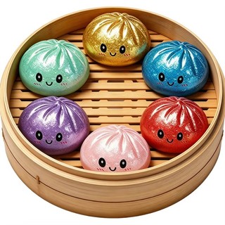 Hộp bí ẩn bánh bao lấp lánh: Quả bóng căng thẳng 6 màu, Đồ chơi cảm giác để bàn thẩm mỹ, Quà tặng Fidget văn phòng sáng tạo