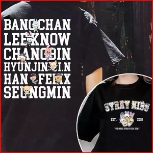 YB1 Stray Kids 220g cotton dày áo thun Kpop Quà tặng Seungmin Changbin Hyunjin Han Felix TRONG Áo thun BY1