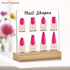 Bảng trưng bày hình móng tay FAVORITEGOODS, Bảng trưng bày tác phẩm nghệ thuật làm móng tròn Acrylic, Hình vuông chuyên nghiệp 6 hình dạng Màn hình máy tính để bàn Bảng trưng bày móng tay giả Trang trí Salon