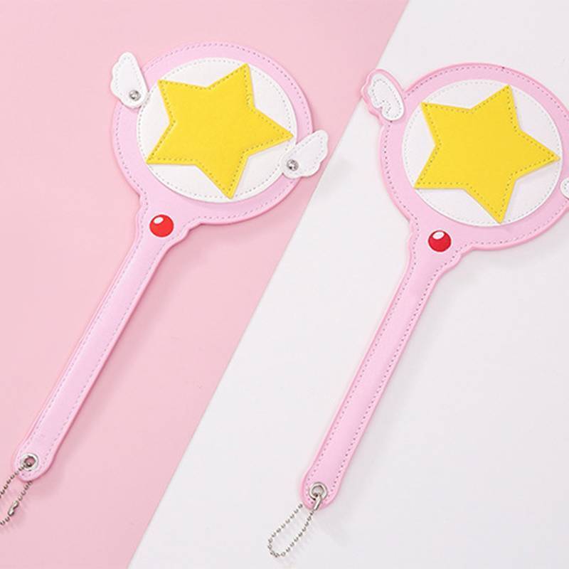 Newsmallbrains Kawaii Cardcaptor Sakura Magic Wand Hộp đựng thẻ đồ chơi Hộp đựng thẻ xe buýt Cerberus Công chúa màu hồng Ngôi sao dễ thương Thanh Anime Đồ chơi NSB