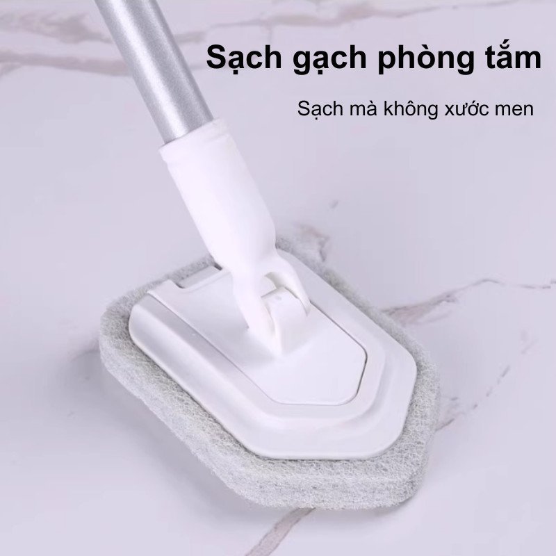 Chổi lau sàn nhà tắm đa năng 2 trong 1, đầu chổi xoay, lông chổi có độ mềm/cứng khác nhau.