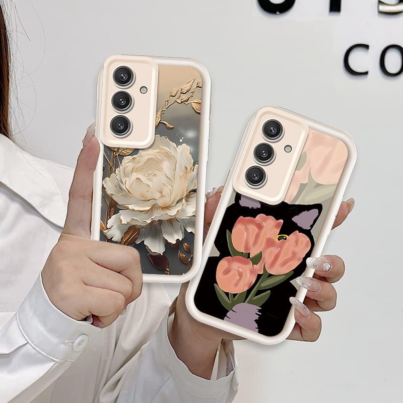 Ốp Lưng Cho Samsung S20 S21 S22 S23 S24 S25 S26 PLUS FE + Hoạt Hình Silicone Bé Gái Mềm TPU Hoa Tulip Mắt Thiên Thần Chống Sốc Ốp Điện Thoại