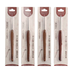 Máu Gỗ Đàn Hương Tay Cầm Thép Không Gỉ Móc Mịn Móc Len Búp Bê Đan Dụng Cụ Handmade Lan Móc26051106