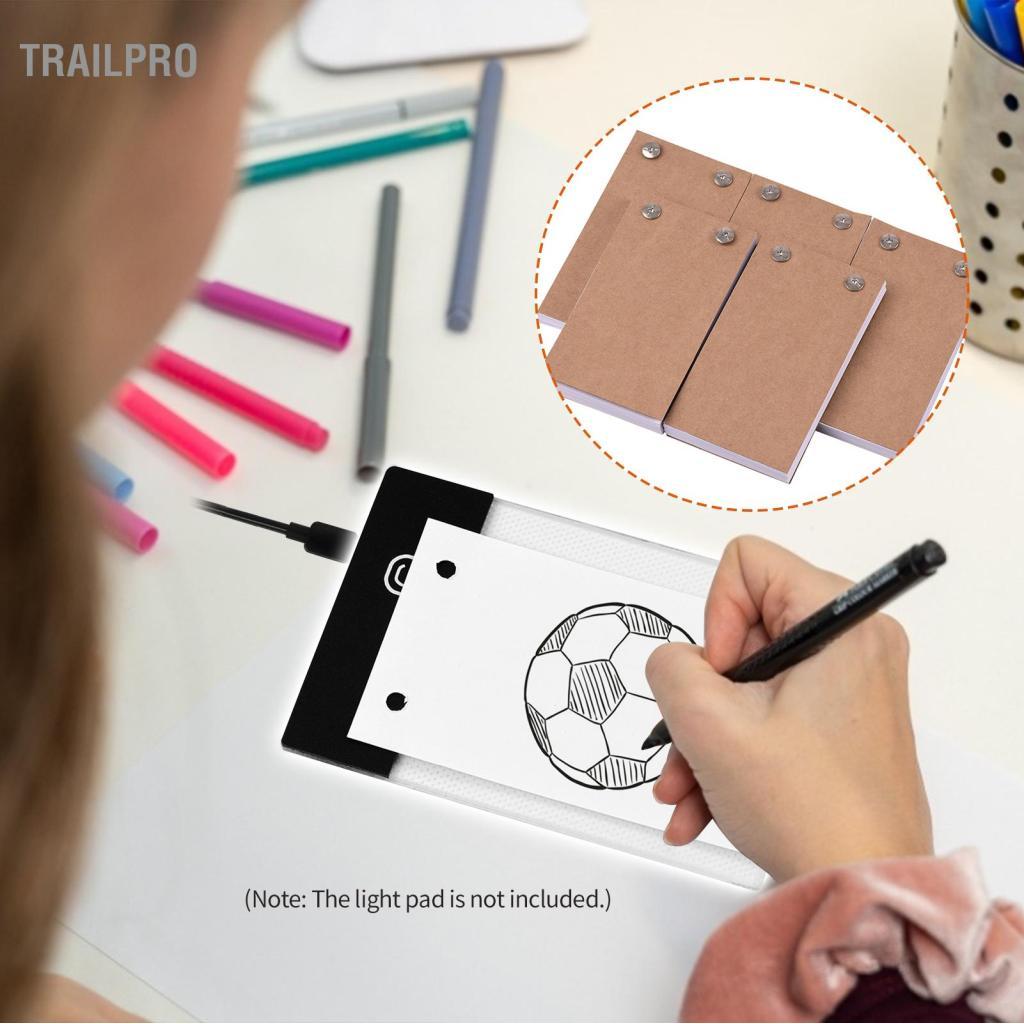 TrailPro 5 Cuốn Sách Flipbook Giấy Trống Có Lỗ 2 Kích Thước Ốc Vít Dự Phòng Sách Flipbook Không Chảy Máu Bộ Vẽ Và Đóng Sách Được Sử Dụng Cho Các Nhà Thiết Kế Hoạt Hình