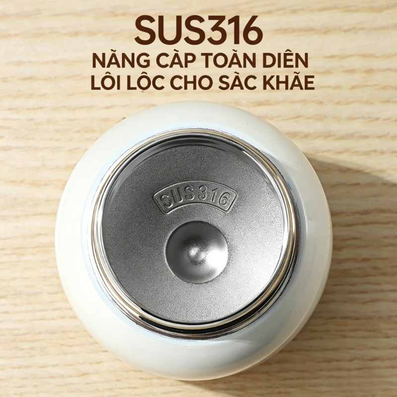 Bình Giữ Nhiệt Inox 316 Cho Bé 500ml - Mở Một Chạm, Quai Cầm An Toàn, Giữ Ấm Hiệu Quả