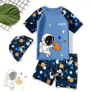 Đồ Bơi Bé Trai Mẫu Mới Set 2 Mảnh Họa Tiết Phi Hành Gia Hoạt Hình Polyester Nhanh Khô Phù Hợp Biển Hồ Bơi