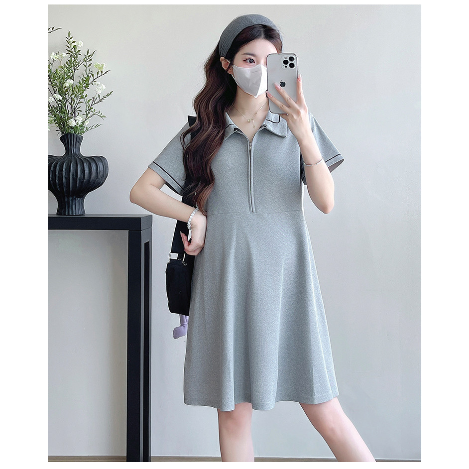 Váy bà bầu thời trang mùa hè Ve áo thường ngày