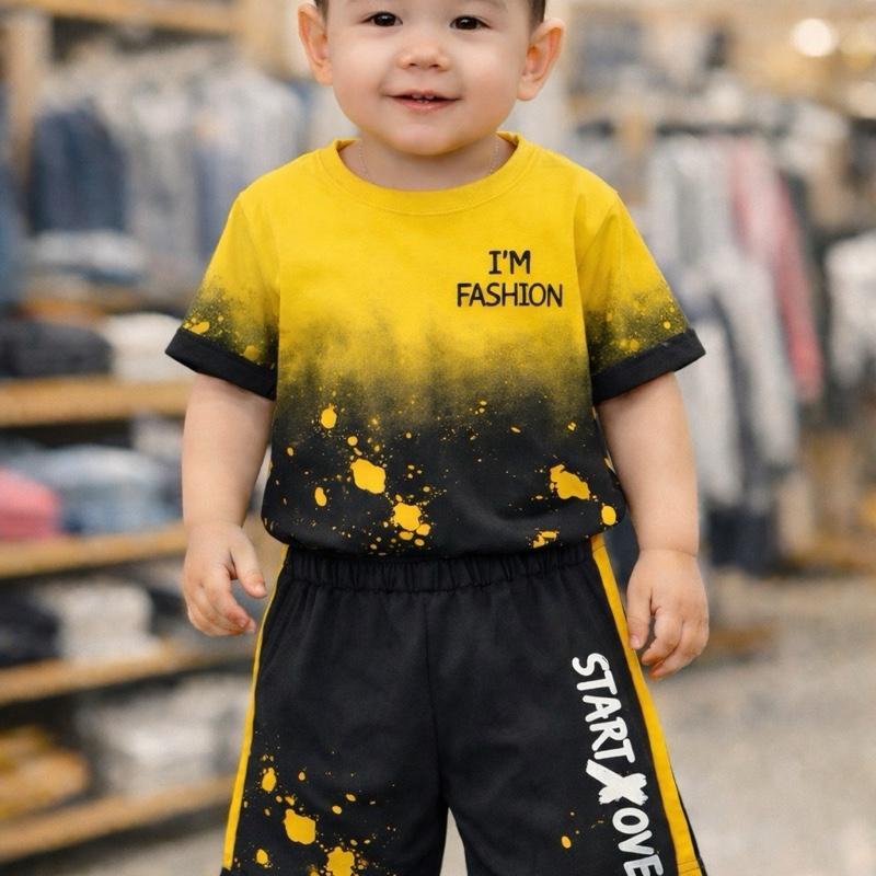 4Bộ/4màu sét Bộ cộc tay Unisex cho bé từ 7-50kg họa tiết IM'FASHION unisex 7-50 KG
