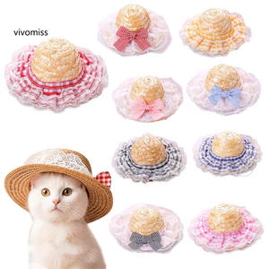 Mũ Rơm Mèo Dễ Thương Có Nơ Ruffle Ren – Dây Đeo Co Giãn Có Thể Điều Chỉnh Chống Nắng Cho Mèo Chó Nhỏ – Chống Đỡ Ảnh Phong Cách Retro Hoàn Hảo Cho Thú Cưng Đông Nam Trang Trí