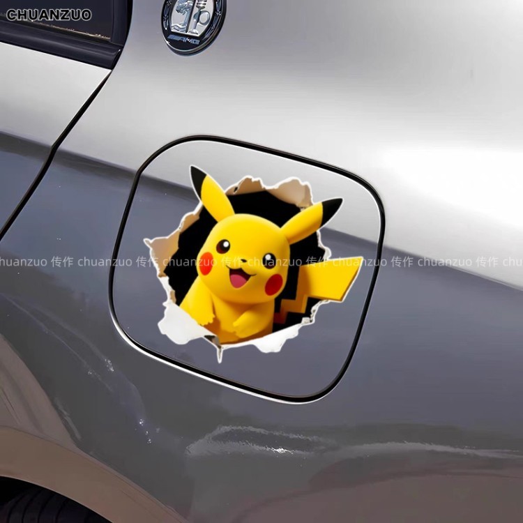Hoạt Hình Pikachu Dễ Thương Yêu Tinh Xe Miếng Dán Anime Hàng Hóa Sáng Tạo Cửa Sổ Kính Notebook Xe Điện