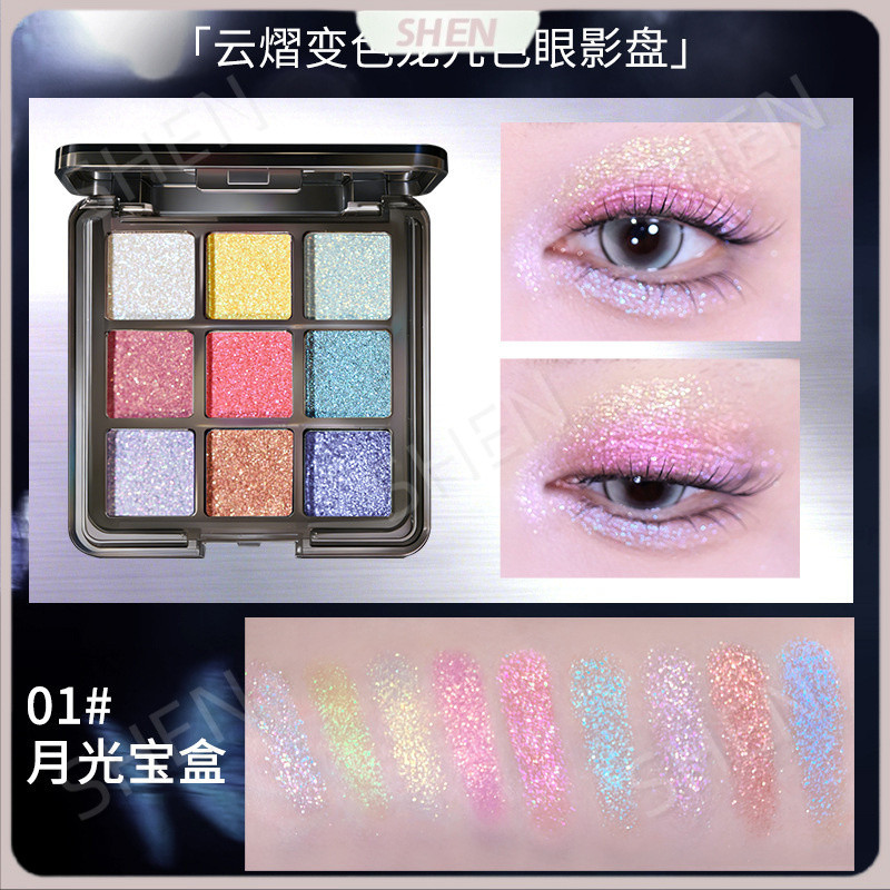 D.G Bảng phấn mắt chín màu Chameleon Khoai tây băm Ngọc trai nhấp nháy Màu sắc tinh tế hun khói Giai đoạn trang điểm Phấn mắt