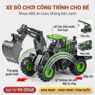 Bộ xe đồ chơi xây dựng ABS Bộ máy trộn cần cẩu quán tính Xe tải xoay 360 cánh tay trẻ em chơi