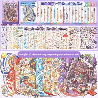 Bộ Nhãn Dán 3D Có Thể Tái Sử Dụng Cảnh PET DIY Sổ Lưu Niệm Trang Trí Câu Chuyện Trẻ Em Thủ Công Hoạt Động Gói