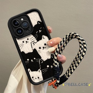 Dành Cho IPhone17 16 15 14 13 12 11ProMax X XR XSMax 7Plus Dễ thương mèo đen trắng kim cương trường hợp điện thoại