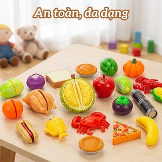 Bộ đồ chơi cắt rau quả trẻ em bằng nhựa ABS Nhà bếp an toàn giả vờ Đồ chơi học tập Hộp lưu trữ Logic
