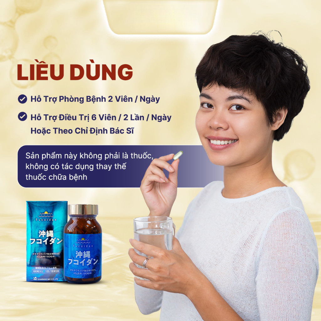 [Chính hãng] Viên uống tảo Nhật Okinawa Fucoidan tăng đề kháng, giúp phòng và hỗ trợ điều trị ung thư - 180 viên/hộp