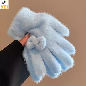 >Găng tay ấm áp màu trơn có nơ ngọt ngào dành cho bé gái, phù hợp làm quà tặng và đi xe đạp