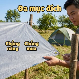 Bạt PE chống thấm nước hạng nặng Chống tia cực tím Vỏ ngoài trời Grommet Gia cố