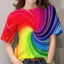 Rainbow Tie-Dye Áo Thun Tay Ngắn Nam Chất Liệu Mềm Mại Thoáng Khí Phù Hợp Mùa Hè