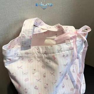 E-WOITD Hoa Nhỏ Tươi Nơ Túi Đeo Vai Thời Trang Dung Tích Lớn Túi Tote Bé Gái Túi Mua Sắm Nghệ Thuật E-WOITD