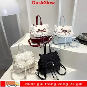 Ba lô Mini DUSKGLOW, Ba lô thắt nút bướm chấm bi, Ba lô nữ nơ nhẹ thời trang dành cho nữ
