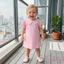 Váy mùa hè cho bé gái mới biết đi Váy ngắn tay cổ búp bê kẻ sọc thêu