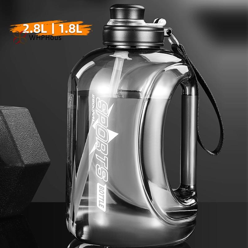 < WHPHous-t > Bình nước thể thao 2800ML Ấm đun nước tập thể dục dung lượng lớn Bình nước miệng lớn có ống hút Tay cầm ngoài trời Bình lớn Đẹp