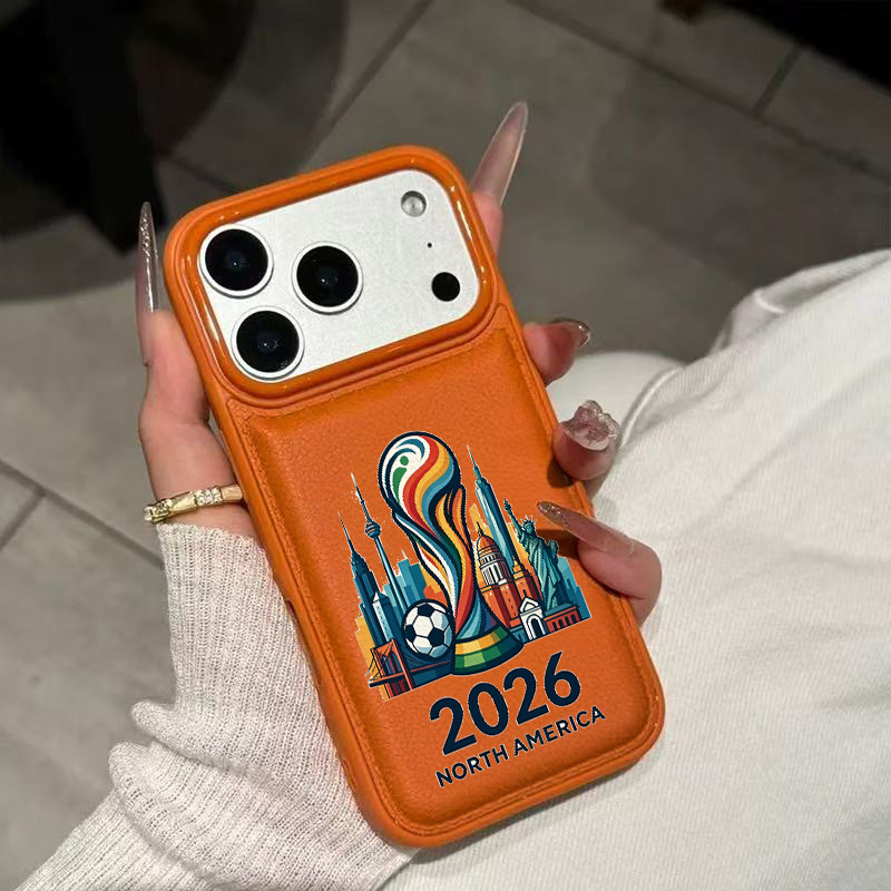 Ốp lưng da PU cao cấp World Cup 2026 North America chống sốc, bảo vệ toàn diện Cấp iPhone 17/16/15/14/13/12/11/X/XS Max