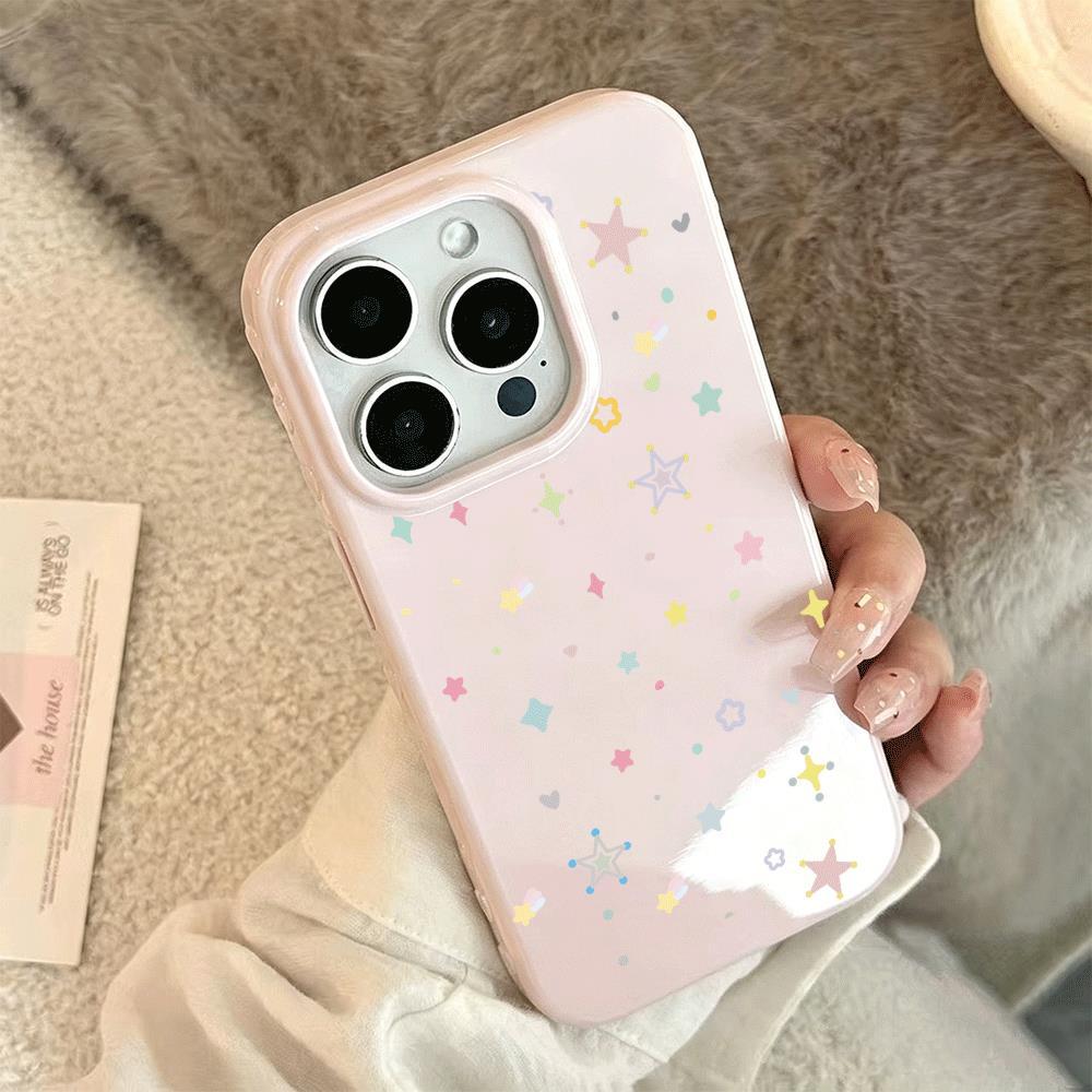 Những ngôi sao màu sắcVỏ kẹo dẻo phù hợp với iPhone 16 Pro Max/17, bao da toàn phần