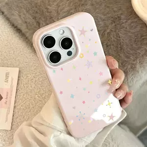 Những ngôi sao màu sắcVỏ kẹo dẻo phù hợp với iPhone 16 Pro Max/17, bao da toàn phần