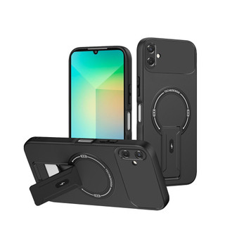 Dành cho Samsung Galaxy A05 4G / A06 / A07 4G Ốp điện thoại cứng cảm giác da có chân đế ẩn Vỏ từ tính cạnh mềm Vỏ mỏng chống sốc