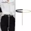AqToCna Thắt Lưng Mỏng Nữ Dây Kim Loại Da PU Nối Dây Áo Sơ Mi Hợp Thời Trang Trang Trang Trí Phù Hợp Với Tất Cả Trận Đấu Áo Sơ Mi Dây Xích AqToCna