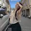 Cổ búp bê ngọt ngào Tay bay nhỏ xếp li Thiết kế giảm tuổi thon gọn hơn Áo sơ mi dáng rộng Áo sơ mi ngắn