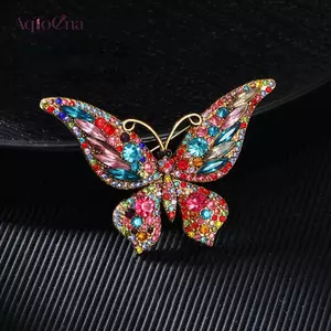 AqToCna Thời Trang Full Zircon Bướm Thổ Cẩm Dành Cho Nữ Sang Trọng Động Vật Xòe Chân Tiệc Cưới Quần Áo Phụ Kiện Trang Sức Quà Tặng AqToCna