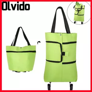 Xe đẩy mua sắm có thể gập lại OLVIDO, Xe gấp có thể tái sử dụng 2 trong 1, Siêu thị Tote mua sắm tạp hóa chống thấm nước nhẹ có thể gập lại bền bỉ