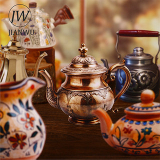 JIANWU Ấm Trà Series Vintage Baroque Phong Cảnh Chất Liệu Cắt Dán Thêu Sò Nhãn Dán Sáng Tạo DIY Tạp Chí Văn Phòng Phẩm