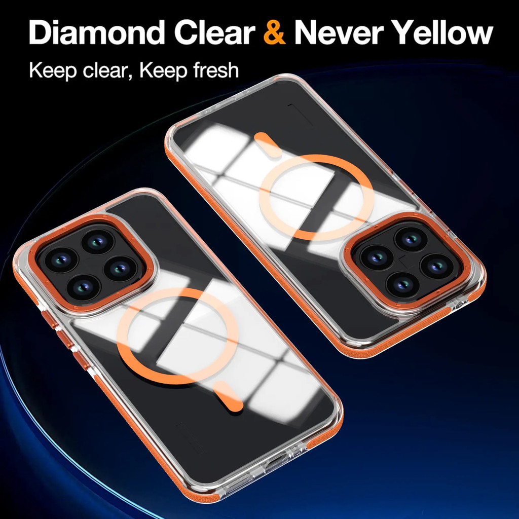 Ốp lưng trong suốt cho Xiaomi 15T Pro Ultra, 14T Pro, Redmi Note 14 5G, 13 5G, Note 12 4G; hỗ trợ sạc không dây từ tính; bảo vệ ống kính bằng chất liệu acrylic; chống sốc; har