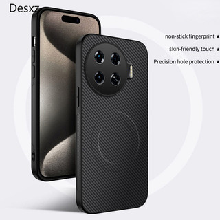 Vỏ bọc từ tính bằng da bằng sợi Carbon cho Tecno Spark 20 Pro + KJ7 Vỏ mờ sang trọng chống sốc Sạc không dây Vỏ chống sốc