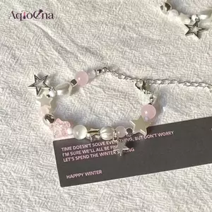 AqToCna Ánh Sáng Sang Trọng Tinh Tế Ngôi Sao Năm Cánh Đính Hạt Vòng Tay Dành Cho Nữ Thời Trang Ngọt Ngào Mát Có Thể Điều Chỉnh Vòng Tay Cặp Đôi Quà Tặng AqToCna