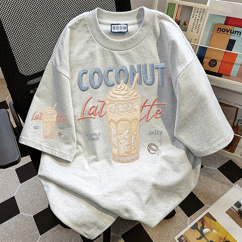 BOOM Áo thun nữ kiểu hàn quốc form rộng tay lỡ cổ tròn cotton Mát-Hè hot trend in cách dễ thương Áo phông form vừaV25