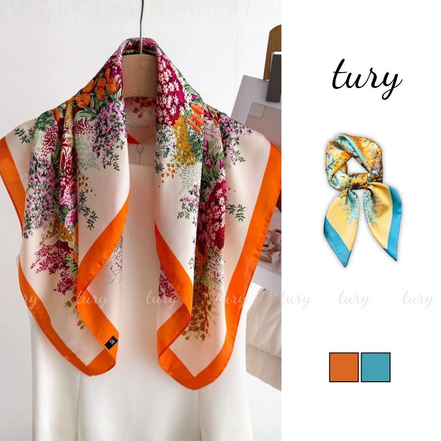 Khăn Lụa Unisex Nam Nữ 70 - Tury - Khăn Lụa Họa Tiết Hoa - KL081