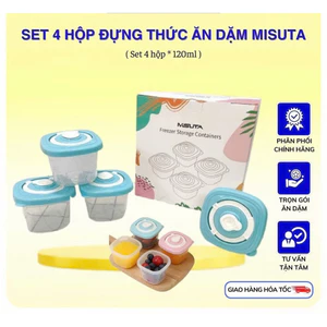 Set 4 Hộp Đựng Thức Ăn Dặm Cho Bé, Hộp Trữ Đông MISUTA 120ml