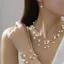 Thời Trang Thanh Lịch Vòng Cổ Bông Tai Vòng Tay Ba Miếng Phù Hợp Với Cô Dâu Pháp Niche Giả Ngọc Trai 26.5.6