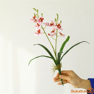 1Pc Thân hoa lan cảm ứng thực tế 2 cánh Nhân tạo Oncidium Hoa Picks Giả Cymbidium cao cấp